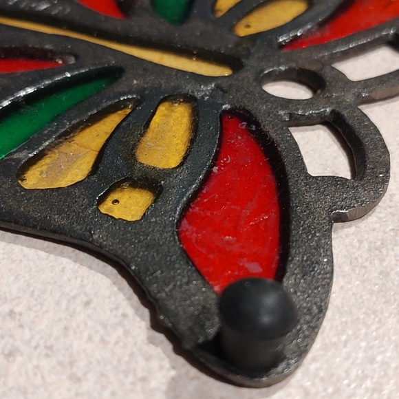 Add color to your table setting beautiful Cast Iron Butterfly Footed trivet - Picture 7 of 11